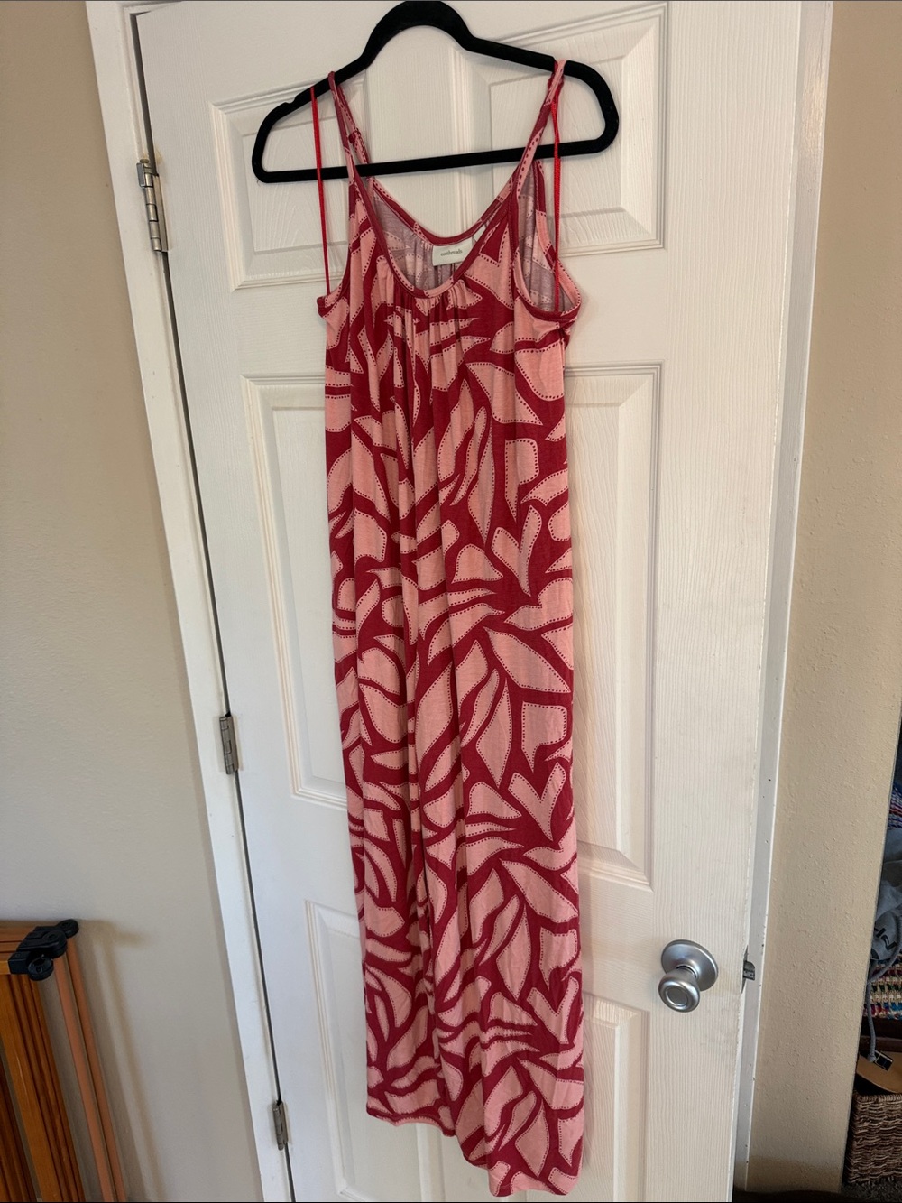 Printed Red & Pink Maxi Jumpsuit with Adjustable Straps